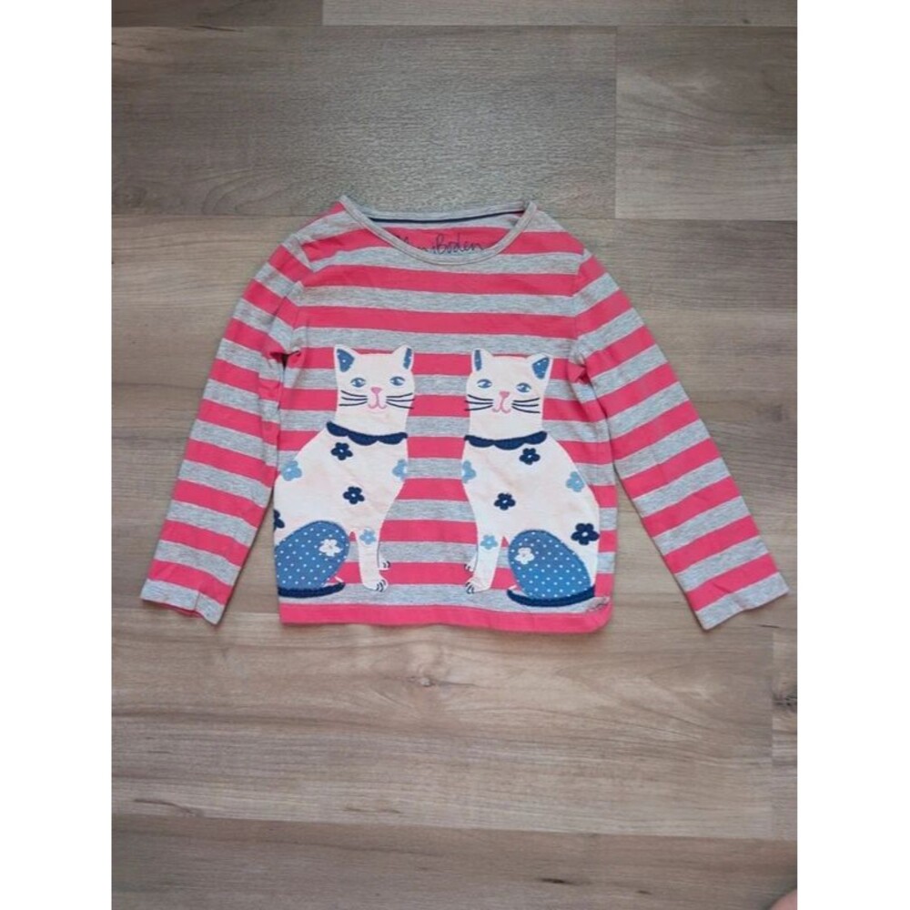 Mini Boden Cat Applique Long Sleeve Top, 3-4Y (U1)
